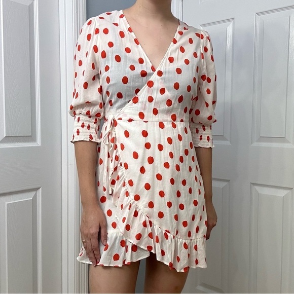 Rixo X Target Dress Mini Polka Dot Dainty Orange Twee Casual Summer Size Small - Picture 1 of 7